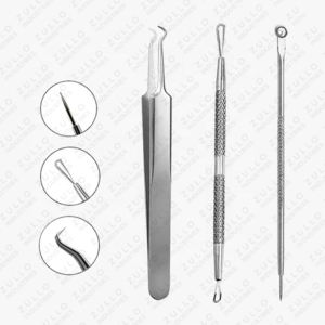 Kit professionnel 2 pièces en acier inoxydable pour l'élimination des points noirs et de l'acné, nettoyeur de pores, traitement des rides, kit de soin du visage - Product Image 6