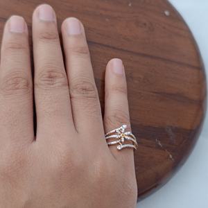 18K Solid Gold Diamond Floral <b>Ring</b> Two Tone Cluster Design Elegant <b>Statement</b> Cocktail <b>Ring</b> for Women Wedding Party Jewelry - Product Image 3