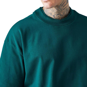 T-shirt en coton tricoté surdimensionné pour homme, décontracté, à manches courtes, col doux, respirant, léger, confortable, élégant, pour la gym - Product Image 3