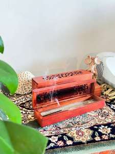 <b>Incense</b> <b>Holder</b> Wood Hand Carved <b>Incense</b> Burner <b>Holder</b> mango wood Stand Brass Aromatherapy Wooden <b>Incense</b> Box <b>holder</b> - Product Image 6