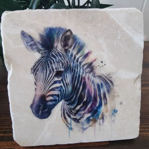 Posavasos de Mármol con Diseño de Zebra Safari, Decoración Rústica con Arte Animal, Elegantes Posavasos de Piedra para Mesa - Product Image 2