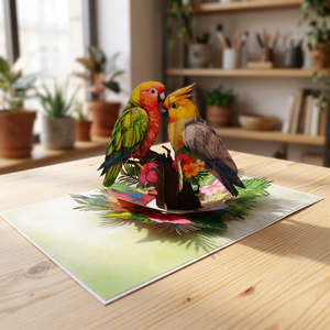 Birds 3D Pop up Die Cut Paper Craft <b>Card</b> Colorful Parrot Folding Birthday <b>Thank</b> <b>You</b> Greeting Souvenir Gift Decoration Vietnam - Product Image 2