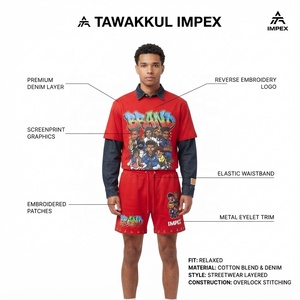 Ensemble de t-shirts imprimés rouges pour hommes avec motif de personnage, style streetwear, vêtements d'été - Product Image 5