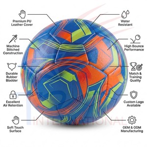 Balón de Fútbol con Patrón Azul, Naranja y Verde, Resistente, para Entrenamiento, 0.4-0.45 kg, Caja de Cartón - Product Image 3