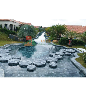 กระเบื้องปูพื้นสระว่ายน้ำหินอ่อนสีน้ำเงินเทาธรรมชาติ กันลื่น กระเบื้องสระว่ายน้ำหรูหรา สำหรับตกแต่งสวนภายนอก - Product Image 5