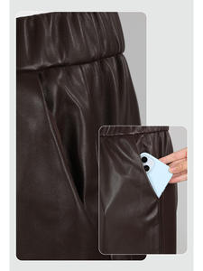 Pantalones de Mujer con Aspecto de Cuero Negro, Cintura Alta, Ajustados, Estilo Skinny, Levanta Glúteos - Product Image 3