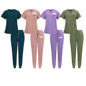 Custom Logo Medical Scrubs <b>Set</b> Women Jogger Pants High Stretch Hospital Nursing Uniform Dentist <b>Doctor</b> Vet Clinic Workwear Tops - Product Image 6