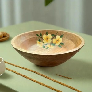 Tazón de Madera Poco Profundo con Superficie Ancha, Tazón Decorativo para Servir en la Mesa del Comedor, Cocina, para Servir Frutas, Ensaladas y para Regalo - Product Image 3