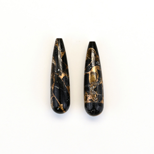 Piedras Preciosas Sueltas de Obsidiana Negra Natural de Mohave, Forma de Lágrima, 9x30mm, de Alta Calidad, para Joyería - Product Image 1