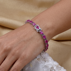 Natural Ruby Gemstone & Real Diamond Tennis <b>Bracelet</b> Solid 925 Sterling Silver Handmade Jewelry for Women Gift Party Occasions - Product Image 6