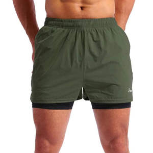 Pantalones Cortos Deportivos Transpirables de Secado Rápido para Hombre, Antideslumbrantes, de Doble Capa, con Estampado de Tres Cuartos, para Correr Maratón - Product Image 1