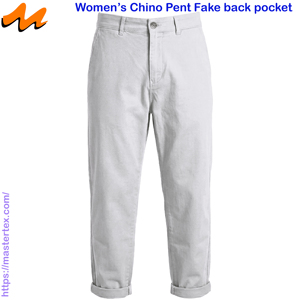 Womens Denim Chino Loose Fit Mid Waist Casual Breathable Washable Summer Spring Pants Ctn Spandex Fabric 6.64 OZ - Product Image 2
