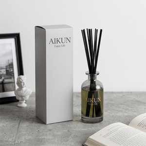 Aikun Low MOQ Clear Glass Gold Foil Logo Grey Plain Box Custom Any Scent Long Lasting Reed <b>Diffuser</b> Set For New Small Brands - Product Image 1