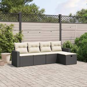 Conjunto de Sofás de Jardín Modulares Grandes de Ratán de Polietileno Negro - Product Image 1