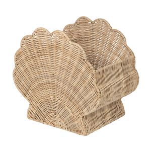 Panier en rotin naturel en forme de coquille, support décoratif pour livres et magazines, organisateur de rangement pour jouets d'enfants, vente en gros Vietnam - Product Image 1