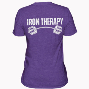 Camiseta de hombre con estampado Iron Therapy Barbell, manga corta, cuello redondo, estilo casual, corte regular, algodón, logotipo blanco en la espalda, camisetas de gimnasio para hombre - Product Image 6