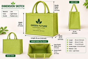 Green Future Eco-Friendly Jute <b>Medium</b> <b>Size</b> Fashionable Reusable Promotional Tote <b>Bag</b> AMANI Brand - Product Image 2