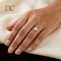 Bague en or jaune massif 14 carats avec diamant de laboratoire taille ovale et taille brillant rond, bague de fiançailles moderne et luxueuse