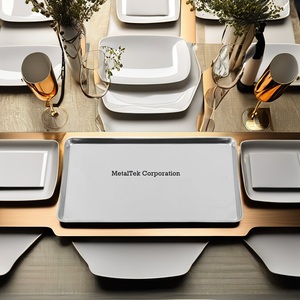 Bandeja Rectangular de Acero Inoxidable con Acabado Mate para Servir Alimentos, Diseño Simple, para Restaurantes, Fiestas, Catering y Repostería - Product Image 2