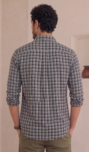 Camisa Casual de Manga Larga con Doble Botonadura y Micro Cuadros para Hombre, 100% Algodón Transpirable, Verano, ODM, Logotipo en el Cuello Trasero, Marca Enovate - Product Image 2
