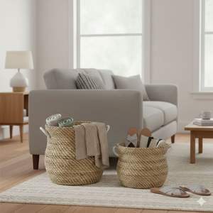 Ensemble de 3 paniers GENTONG en écorce de bananier, artisanat - Product Image 3