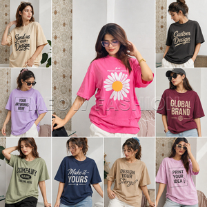เสื้อยืดโอเวอร์ไซส์ทรงหลวมสำหรับผู้หญิง ผลิตในบังคลาเทศ คุณภาพสูง ผ้าฝ้าย 100% พิมพ์ลาย ยูนิเซ็กส์ สไตล์ลำลอง สินค้าล็อตสต็อกลดราคา - Product Image 1