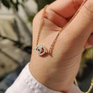 Colgante de Ojo Turco con Diamante de Corte Redondo, Collar de Oro Macizo con Forma de Ojo, Amuleto de Protección, Joyería Minimalista de la Suerte, Diamante Cultivado en Laboratorio - Product Image 2