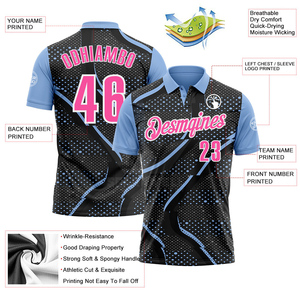 เสื้อโปโลวอลเลย์บอลชายสีดำน้ำเงินแบบสั่งทำพิเศษ แขนสั้น ระบายเหงื่อได้ดี ผลิตจากโพลีเอสเตอร์ พร้อมสกรีนชื่อทีมและหมายเลขได้ - Product Image 2