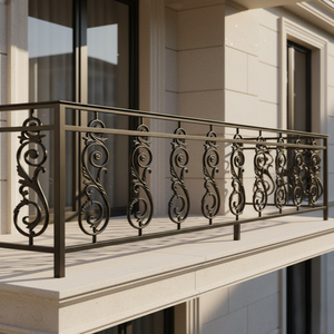 Modern Metal Balcony Railing Frameless Stair Handrail Decorative Wrought <b>Iron</b> Grille Glass Balustrade Lifetime Warranty for - Product Image 1