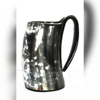 Jarra de Cuerno Vikinga Natural Tallada a Mano, Ecológica, para Cerveza o Agua, Hecha en India por Vintage Craft