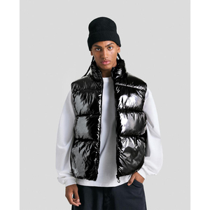 Gilet matelassé d'hiver pour homme avec logo personnalisé, col montant, poches zippées, épais et rembourré, idéal pour l'extérieur - Product Image 5