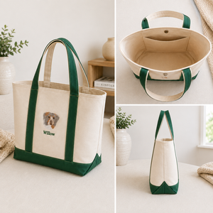 Sac fourre-tout en toile robuste personnalisé, impression, bordure verte contrastée, logo brodé, réutilisable, pour le shopping ou la plage, TUYET DUNG Vietnam - Product Image 6