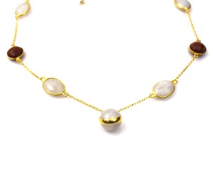 Collier pendentif en or 18 carats et pierre naturelle, chaîne minimaliste style bohème en argent sterling 925, pour femme, usage quotidien et soirée - Product Image 3