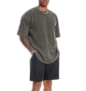 Camiseta Oversize de Algodón Grueso de 300GSM con Logo Personalizado, Estilo Streetwear, Cuello Mock, Corte Holgado, Transpirable, para Hombre - Product Image 2