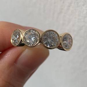 Anillo de Diamantes de Laboratorio con Cuatro Piedras de 0.25CT Cada Una, Corte Redondo, para Mujer, Oro Sólido de 14K, Regalo de Cumpleaños o Promesa para Enamorados - Product Image 4