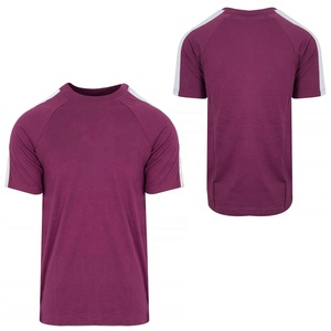 T-shirt à manches courtes rouge pour homme avec poche zippée, bordure contrastée, coupe décontractée, tricoté, col rond, couleur unie - Product Image 6