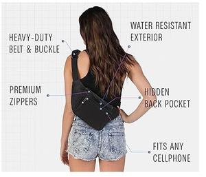 Sac banane RABUSH SPORTS en cuir véritable noir personnalisable de haute qualité, respirant, avec fermeture éclair, idéal pour les activités sportives et les voyages en extérieur - Product Image 2