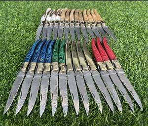 Navaja plegable de acero damasco de alta calidad, estilo Laguiole, mango de madera, 19 cm - Product Image 3