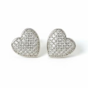 Pendientes de Corazón con Diamantes Engastados al por Mayor, Oro Puro de 14K y 18K, Diamantes de Laboratorio, Pendientes con Forma de Corazón, Regalo Romántico para Ella - Product Image 2