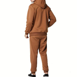 ชุดกีฬาผ้าฝ้ายฟลีซมีฮู้ด สีพื้น แขนยาว เสื้อพูลโอเวอร์มีกระเป๋า เสื้อฮู้ด กางเกงวอร์ม สำหรับผู้ชาย ชุดเซ็ตแทรคสูท - Product Image 6