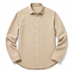 Men's Solid Single Breasted Turn-down Collar Long Sleeve Breathable Woven Plain Dyed 140g Polyester Business Casual <b>Summer</b> <b>Shirt</b> - Product Image 4