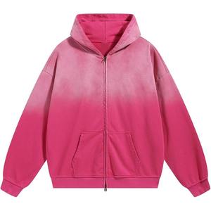 Zipup personalizado de algodón y poliéster de alta calidad Blanco para forro polar de espuma 3D Regular Fit Unisex Sudadera con capucha de invierno 360g lavado a la piedra de gran tamaño - Product Image 4