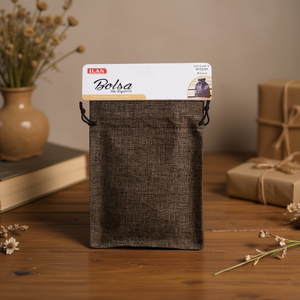 Set di 3 Sacchetti Regalo in Juta 9x12 Cm Colore Marrone Caffè - Product Image 3