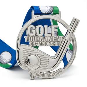 เหรียญรางวัลกีฬากอล์ฟแบบกำหนดเอง พิมพ์ลายด้วย UV ชุบทองสังกะสี จากโรงงานโดยตรง - Product Image 1