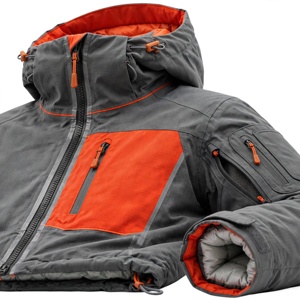 Chaqueta de Forro Polar Impermeable para Hombre, Color Naranja y Gris, Cierre de Cremallera, Estilo Deportivo, Ropa de Otoño para Exteriores, Exterior de Poliéster - Product Image 6
