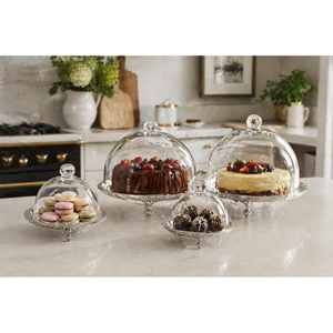 Supports à gâteau en métal argenté avec couvercle en verre, présentoir à dessert rond de haute qualité, fournitures pour gâteaux d'anniversaire à domicile - Product Image 3