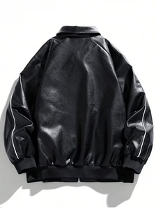 Men's PU Leather Motorcycle Jacket with Stand Collar Eco-Friendly & Windproof Waterproof Breathable Spring Season Made Pakistan - Product Image 5