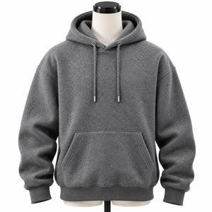<b>Men's</b> <b>Grey</b> Oversized Hoodie Pullover <b>Sweatshirt</b> Fleece Polyester/Cotton Solid Casual Kangaroo Pocket Drawstring Quick-Dry - Product Image 3