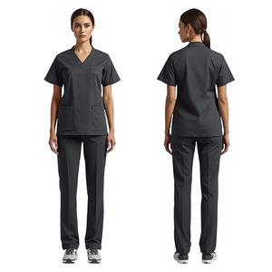 Women's Mock Wrap Scrub Uniform with Needle Detection and Seamless Fusing Polyester/Cotton Woven Fabric for Hospital Use - Product Image 2