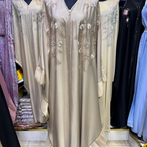 Wholesale Modest Dubai Beaded Sequined <b>Long</b> Sleeve Abaya Muslim Traditional Handmade Wedding Women Breathable V Neck - Product Image 1